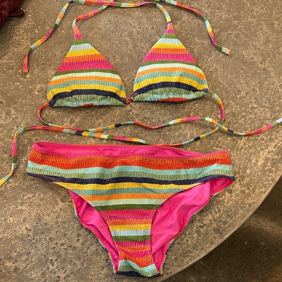 Colorful Striped Bikini Set - Picture 1 of 7